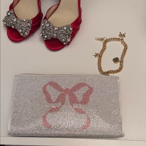 Victoria's Secret Silver Clutch with Pink Bow